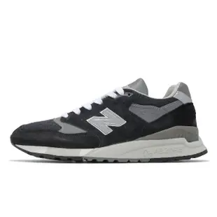 【NEW BALANCE】休閒鞋 998 男鞋 黑 銀 緩震 麂皮 皮革 美製 NB 經典(U998BL-D)