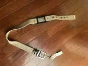Dolce & Gabbana Beige Canvas and Leather Plaque Detail Waist Belt 80CM