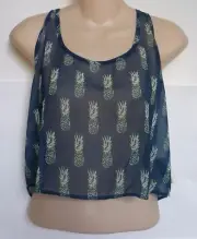 Womens AEROPOSTALE Bethany Mota Chiffon Pineapple Tank Top NWT #9505