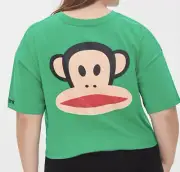 Paul Frank Womens Plus Size Cropped Green T Shirt Size 1X