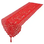 Lace Table Runner for Wedding Party Coffee Table Decor 13 x 54 Inch 13"x54" Red