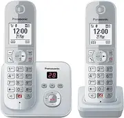 Panasonic KX-TG6862GS Cordless Phone with 2 Handsets and Answering Machine (Lock up to 1,000 Phone Numbers, Clear Font Size, Loud Handset, Full Duplex Hands-Free Calling) Pearl-Silver