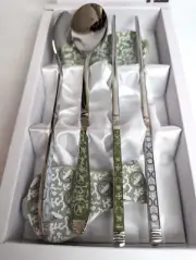 SMF Stainless Enamel Soup Spoons & Chopsticks With Spoon Rests New Gift Set