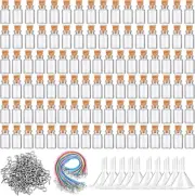100 Pcs Mini Glass Bottles with Cork Stoppers 2 Ml Clear Small Glass Jars 0.07Oz