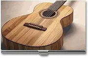 [LKHDS] Slim Aluminum Alloy Business Card Holder Guitar Wooden Pocket Business Card Case Portable Business Card Wallet Business Card Holders Handheld Card Box for Women Men, style, One size