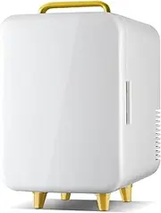 8L Mini Fridge for Bedroom, 12V DC Portable Cooler Small Beverage Refrigerator 220V Portable Beauty Fridges for Car Office Desk & Dorm Room Food Beverage Skincare Beauty & Makeup,White