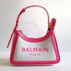 Balmain B-Army Canvas Leather Shoulder Bag White Pink