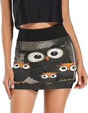 [RPLIFE] Owl Mother and Little Owl Exercise Skirt, Ladies Golf Skirts Skorts, Exercise Skirt with Shorts
