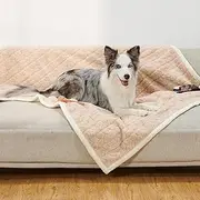 LOOBANI Waterproof Bed Blanket for Dogs: Pet Blanket Liquid Pee Proof for Bed Couch Sofa, Soft Warm Sherpa Fleece Washable Reversible Blanket, Furniture Protector Cover for Large Dog Cat, 50"x 60"
