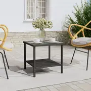 vidaXL Side Table Black 45x45x45 cm Poly Rattan and Tempered Glass