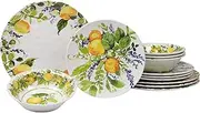 Certified International Lemon Zest 12 pc Melamine Dinnerware Set, Service for 4, Multicolor