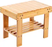 Light Weight Bamboo Small Step Stool for Children, Bedside Stepstools for High Beds, Foot Rest Stool with Storage Shelf for Bedroom