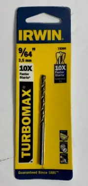 IRWIN Turbomax High Speed Steel Drill Bit 9/64 x 2-7/8 L in. 73309 New/ Sealed