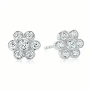 Cubic Zirconia Flower Stud Earrings
