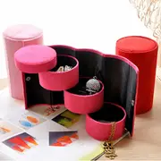 Honana HN-B18 3 Layers Storage Box Jewelry Necklace Earring Organizer Cylinder Holder 151 ROSE