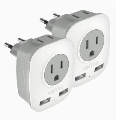 [2-Pack] European Travel Plug Adapter, VINTAR International Power Plug