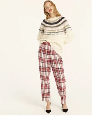 NWT J.Crew Tapered-leg wool pant in vintage plaid size 4