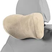X AUTOHAUX Car Headrest Pillow Ergonomic Comfortable Neck Support Pillow Suede and Memory Foam Adjustable Width Creamy White 1 Pcs for Driving Travel