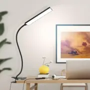 LED Desk Lamp Gooseneck Adjustable Lamp w/ Clamp Eye-Caring Reading Desk Light