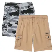 Wonder Nation Youth Boys Stretch Cargo Shorts Size 14-16 Beige Tan/Como Print