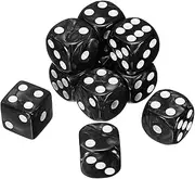 uxcell 10Pcs 6 Sided Colored Standard Dice, Acrylic D6 Mini Polyhedral Pearl Pattern Game Dice Set for Table Games or Math Learning, Black/White Point