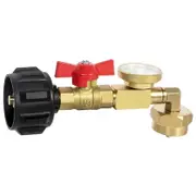 Propane Refill Adapter with Valve and Gauge, Fill 1 Lb Bottles From 20 Lb Tank, 90-Degree Elbow Des BlackBrass
