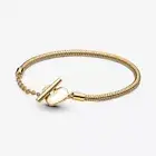 NEW 100% Authentic PANDORA Gold P Padlock and Key Dangle Charm Bracelet Gift Set
