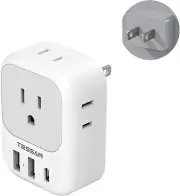 TESSAN Adapter, Multi Plug with 4 Outlets 3 USB Ports(1 USB C), Type A Travel