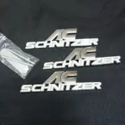 AC SCHNITZER Silver Chrome White Metal Grille Emblem + 2x Sticker Badge Decal 3D