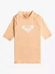 ROXY GIRL WHOLE HEARTED SHORT SLEEVE RASHGUARD UPF 50 Girls Size 4 Peach
