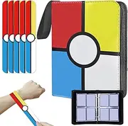 Collectible Trading Card Albums,4 Pocket Card Binder, 400 Double Sided Pocket PU Premium Zip Trading Collection Binderwith 50 Removable Sleeves for TCG, Sports Card. (Blue)