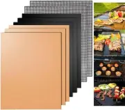 BBQ Grill Mat, 8 Pack(6 Solid Mats * 2 Mesh Mats) Non-Stick BBQ Baking Mats