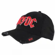 AC/DC Logo Distressed Adjustable Snapback Hat Black
