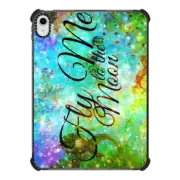 iPad 10.9-inch (10th gen) iPad Impact Case FLY ME TO THE MOON, REVISITED - Bold Space Galaxy Romantic Typography Lyrics Colorful Blue Green Teal Galactic Cosmic Romance Abstract Painting