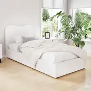 Artiss Bed Frame Single Mattress Base Wooden Platform Boucle Beige DARA