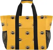 [sanluoli] Tote Collapsable Beach Bag Sandproof Canvas Laundry Tote, Yellow Web Fun, 1 size