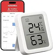 SwitchBot Thermometer Hygrometer, Bluetooth Indoor Humidity Meter and Temperature Sensor with App Control, Large LCD Display, Notification Alerts, Data Storage Export, Remote Monitor for Home