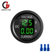 Dual Digital Voltmeter Ammeter 5V-48V 0-10A Round LED Panel for Car Waterproof
