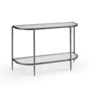 Gatsby 110cm Console Hall Table Fluted Glass Brushed Gunmetal Grey