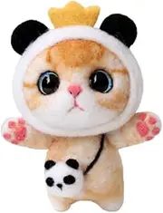 HORIALENCE DIY Plush Cat Doll Wool Felting Kit for Home Craft Fun Boys and Girls Hand Craft Tool Miniature Kit Instructions