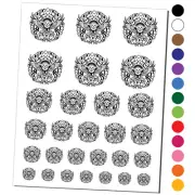 Intricate Barn Owl with Wreath of Branches and Moon Phases Temporary Tattoo Set
