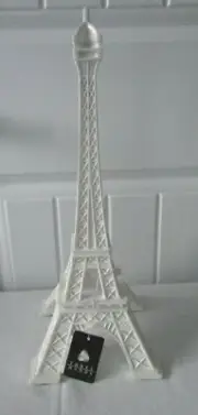 Three Hands White Resin Eiffel Tower Tabletop Decoration 15" NWT