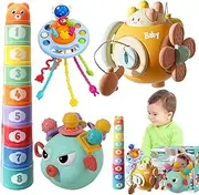 Elfew Montessori Baby Toys 6-12 Months, 4 in 1 Baby Sensory Toys for 1 Year Old Toddlers, Newborn Infant Learning Developmental Toys, Baby