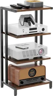 X-cosrack 4-Tier AV Media Stand Corner Shelf Wooden Shelves Component...