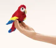 NEW PLUSH SOFT TOY Folkmanis 2723 Mini Scarlet Macaw Finger Puppet 18cm