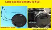 FRONT SNAP-ON LENS CAP DIRECTLY to CAMERA FUJI S9200 9200 S9250 FINEPIX +HOLDER