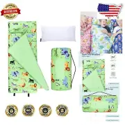 Travel-Friendly Kids Nap Mat with Pillow - Soft Microfiber Wild Animal Theme