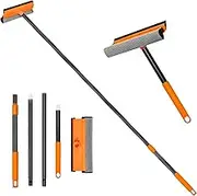JEHONN Window Shower Squeegee for Glass Door with 152 cm Long Handle, Professional Floor Squeegee Mop for Cleaning Garage Tile Concrete Mirror Windshield Bathroom Home Car, SQ-03, Orange