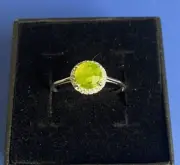 Bomb Party Ring (Size 10) Genuine Peridot Quartz on .925 Sterling Silver Plating