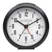La Crosse Technology Alarm Clock 4" Round Black Atomic Analog Compact Precise